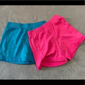 2 pair Girls Athletic Shorts with pockets.